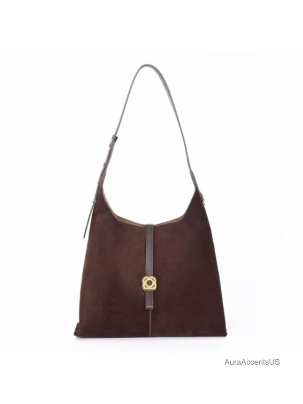 Faux Suede Hobo Shoulder Bag Adjustable Strap Medium Tote Handbag
